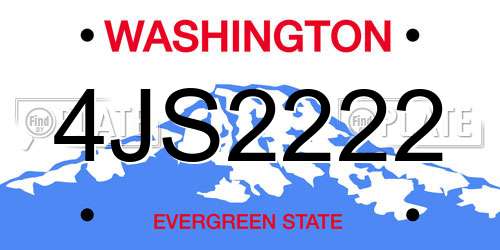 4JS2222 Washington License Plate