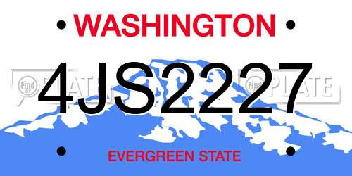 4JS2227 Washington License Plate