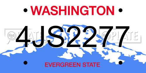 4JS2277 Washington License Plate