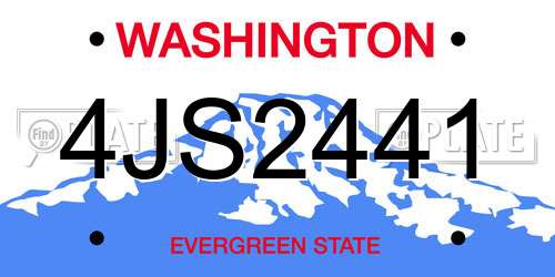 4JS2441 Washington License Plate
