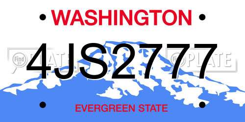 4JS2777 Washington License Plate