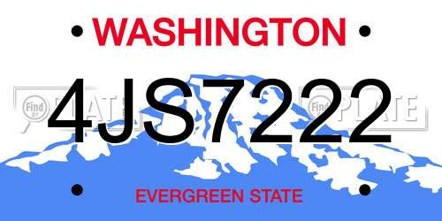 4JS7222 Washington License Plate