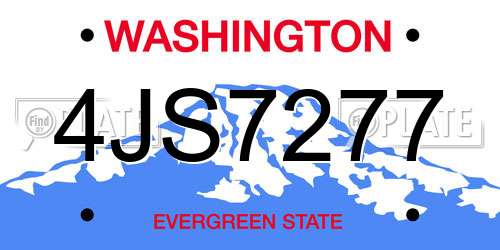 4JS7277 Washington License Plate