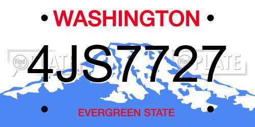 4JS7727 Washington License Plate