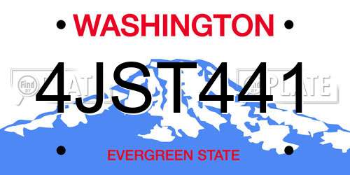4JST441 Washington License Plate