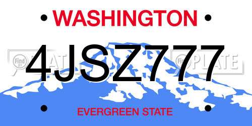 4JSZ777 Washington License Plate