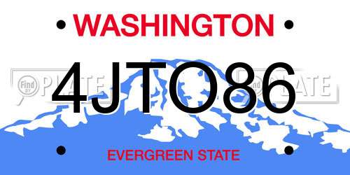 4JTO86 Washington License Plate