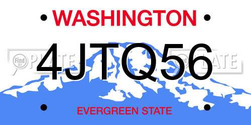 4JTQ56 Washington License Plate