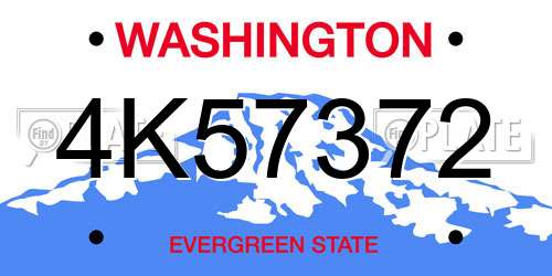 4K57372 Washington License Plate