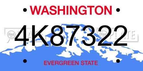 4K87322 Washington License Plate