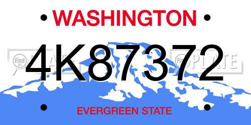 4K87372 Washington License Plate