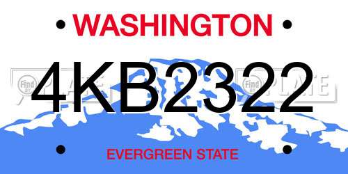 4KB2322 Washington License Plate