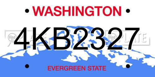 4KB2327 Washington License Plate