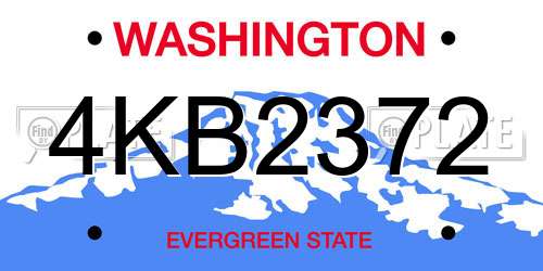 4KB2372 Washington License Plate