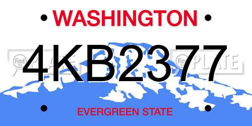 4KB2377 Washington License Plate