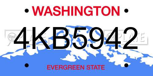4KB5942 Washington License Plate
