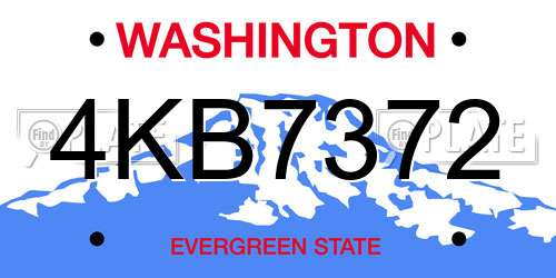 4KB7372 Washington License Plate