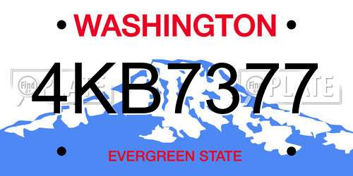 4KB7377 Washington License Plate