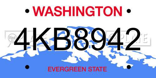 4KB8942 Washington License Plate