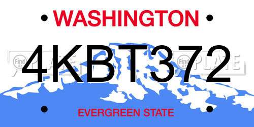 4KBT372 Washington License Plate