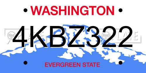 4KBZ322 Washington License Plate