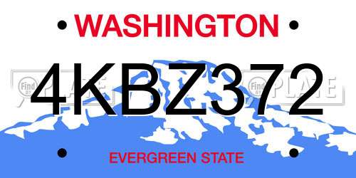 4KBZ372 Washington License Plate