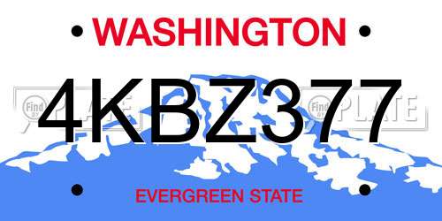 4KBZ377 Washington License Plate