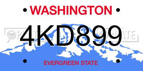 4KD899 Washington License Plate