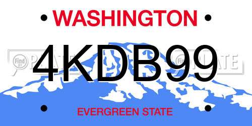 4KDB99 Washington License Plate