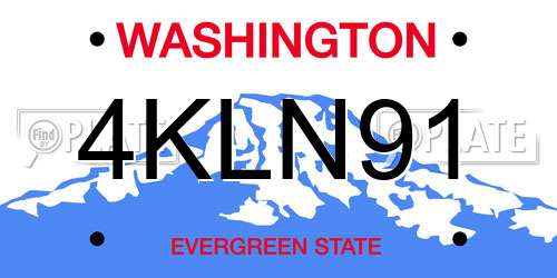 4KLN91 Washington License Plate