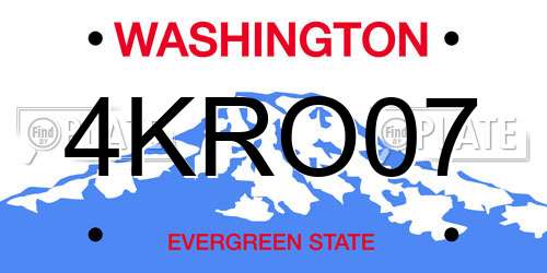 4KRO07 Washington License Plate