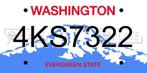 4KS7322 Washington License Plate