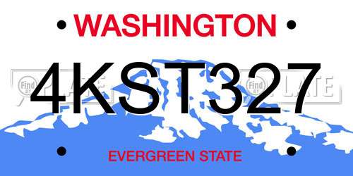 4KST327 Washington License Plate