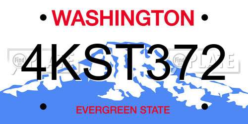 4KST372 Washington License Plate
