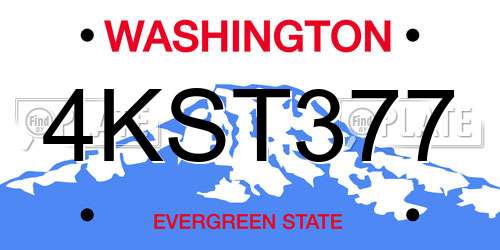 4KST377 Washington License Plate