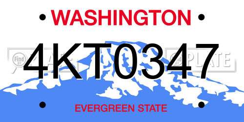 4KT0347 Washington License Plate