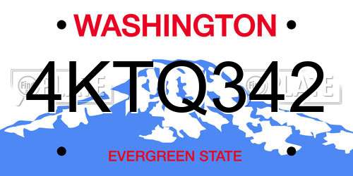 4KTQ342 Washington License Plate