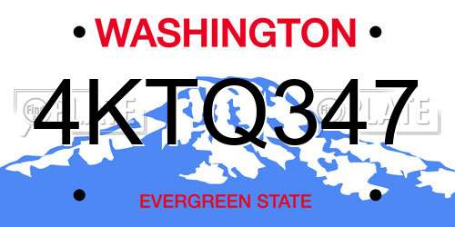 4KTQ347 Washington License Plate