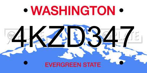4KZD347 Washington License Plate