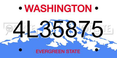 4L35875 Washington License Plate
