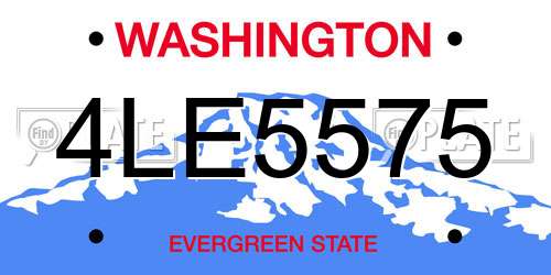 4LE5575 Washington License Plate
