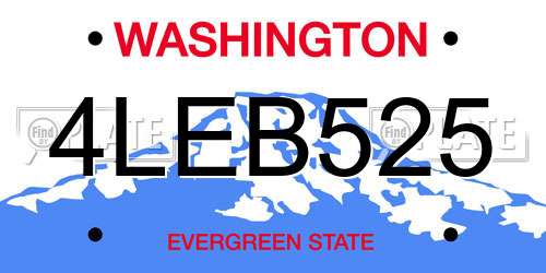 4LEB525 Washington License Plate