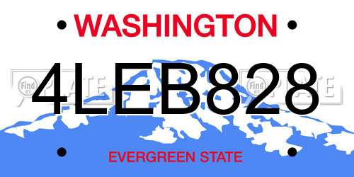 4LEB828 Washington License Plate