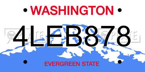 4LEB878 Washington License Plate