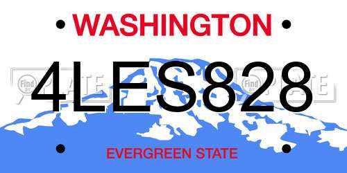4LES828 Washington License Plate