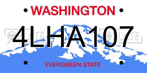 4LHA107 Washington License Plate