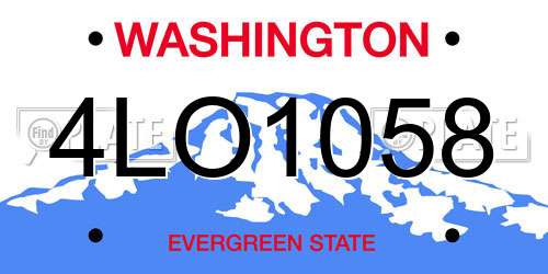 4LO1058 Washington License Plate