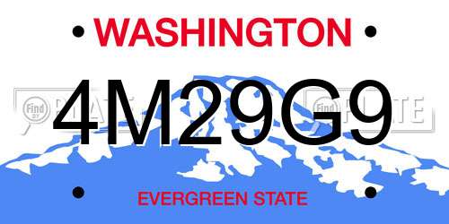 4M29G9 Washington License Plate