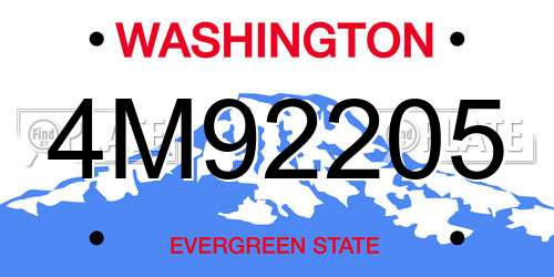 4M92205 Washington License Plate