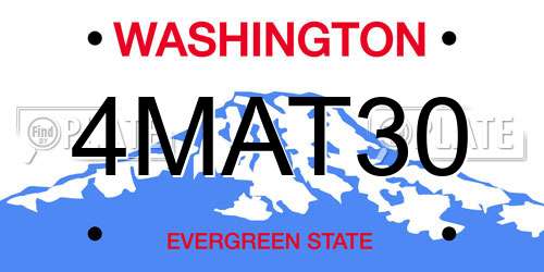4MAT30 Washington License Plate